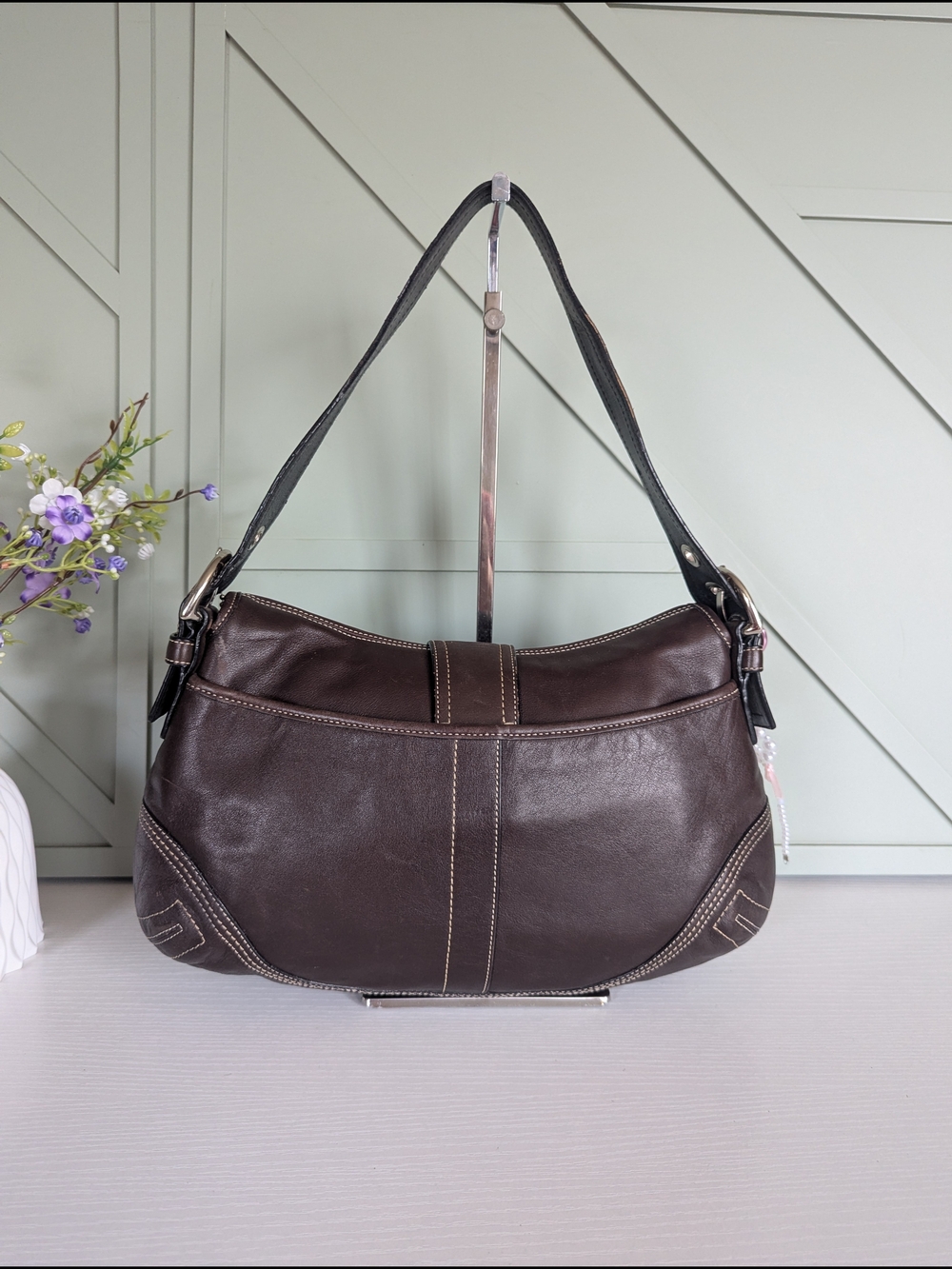 VINTAGE Coach Brown Soho Flap Hobo Shoulder Bag - Picture 5 of 10